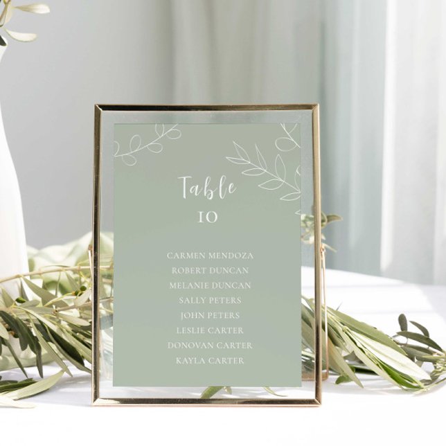 Cartão de Mesa de Assentos de Casamento Verde Sage (Criador carregado)