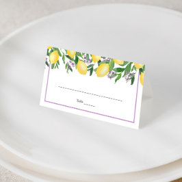Cartão de Mesa de Casamento Amarelo Lavanda Limões