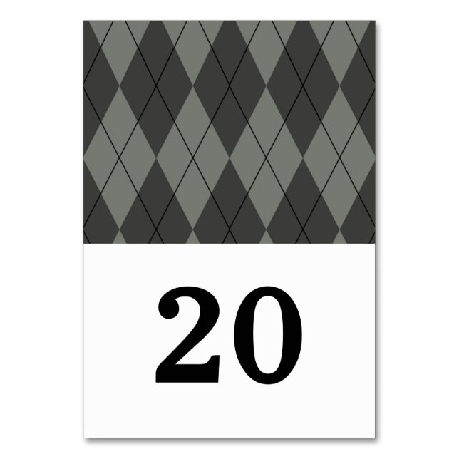 Cartão de Mesa de Casamento Argyle da cinza (Frente)