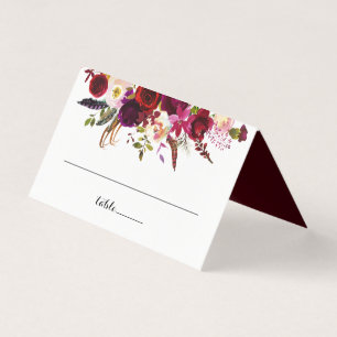 Cartão de Mesa de Casamento Bohemian Burgundy Mars