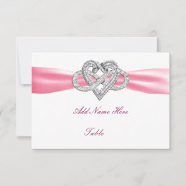 Cartão de Mesa de Casamento Cardíaco Infinito Rosa