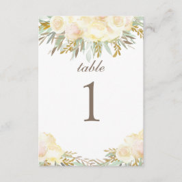Cartão de Mesa de Casamento com Creme de Champanhe