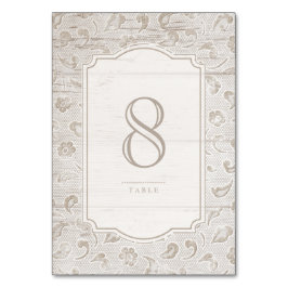 Cartão de mesa de casamento da madre-renda branca