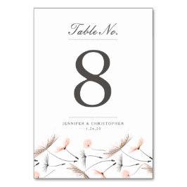 Cartão de Mesa de Casamento Dandelion Peach Waterc