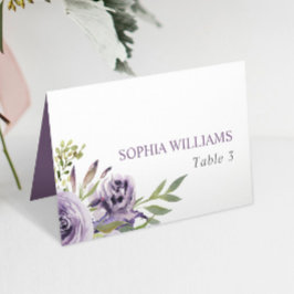 Cartão de Mesa de Casamento das Flores Rosa púrpur