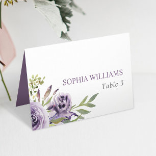 Cartão de Mesa de Casamento das Flores Rosa púrpur