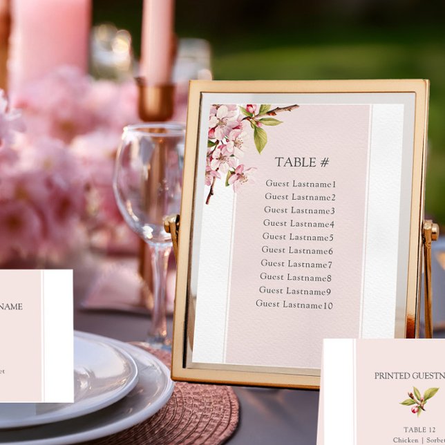 Cartão de Mesa de Casamento de Cherry Blossom (Table Seating Card from the Cherry Blossom Wedding Collection by Darling & May)