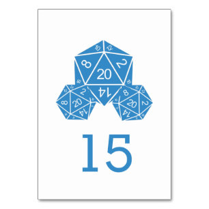 Cartão de Mesa de Casamento de Dice D20 Azul