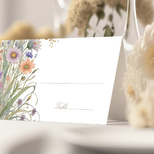 Cartão de Mesa de Casamento de Flor Selvagem Elega