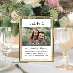 Cartão de Mesa de Casamento de Foto de Fatos Branc