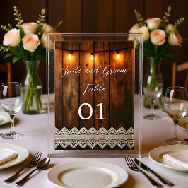 Cartão de Mesa de Casamento de Madeira Rústica e R