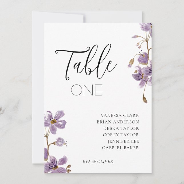 Cartão de Mesa de Casamento de Orquídeas Watercolo (Frente)