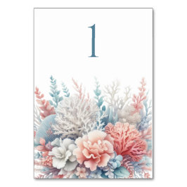 Cartão de Mesa de Casamento de Pastel Coral Reef-B