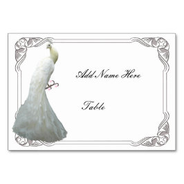 Cartão de Mesa de Casamento de Pavão Branco Person