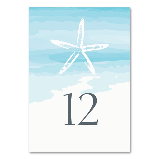 Cartão de Mesa de Casamento de Praia (Frente)