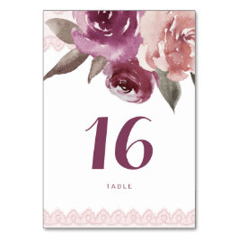 Cartão de mesa de casamento de renda floral de aqu