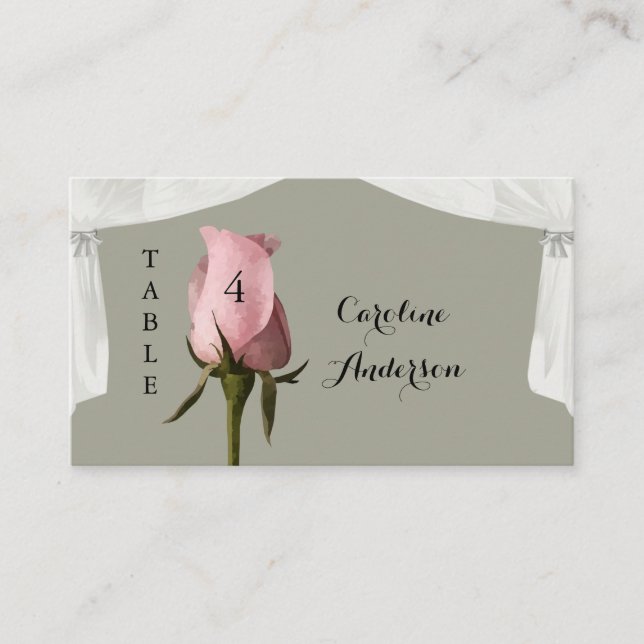 Cartão de Mesa de Casamento de Sábado Rosa-Rosa-Es (Frente)