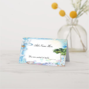 Cartão de Mesa de Casamento de Seashell de Praia T