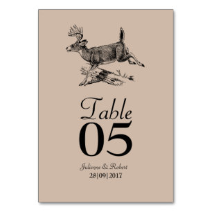 Cartão de Mesa de Casamento de Veado Rustic