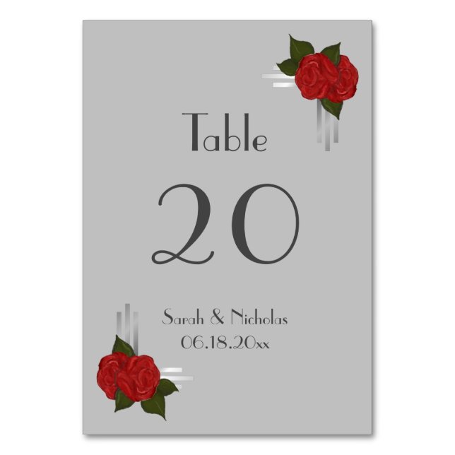 Cartão de Mesa de Casamento Deco-Rosa simples Eleg (Verso)