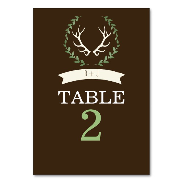 Cartão de Mesa de Casamento Deer Antler (Frente)