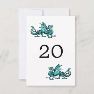 Cartão de Mesa de Casamento do Dragão Azul