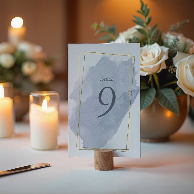 Cartão de Mesa de Casamento Dourado e Azul (Criador carregado)