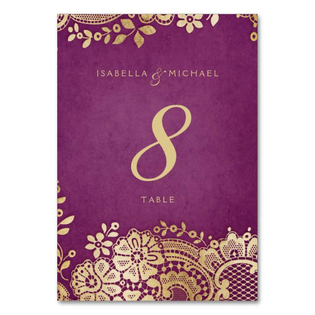 Cartão de mesa de casamento Dourado e elegante (Frente)