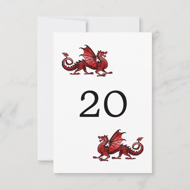 Cartão de Mesa de Casamento Dragão Vermelho (Frente)