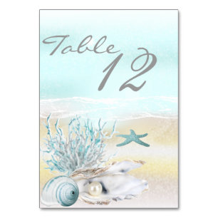 Cartão de Mesa de Casamento em Teal Beach Dream S