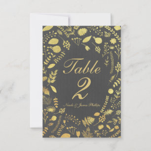 Cartão de Mesa de Casamento Floral Cinza Carvão e 