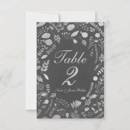 Cartão de Mesa de Casamento Floral Cinza Carvão e 