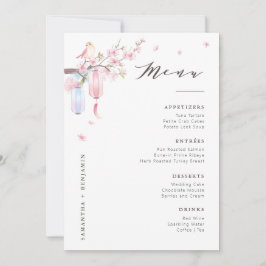 Cartão de Mesa de Casamento Floral Cor-de-Rosa Ele