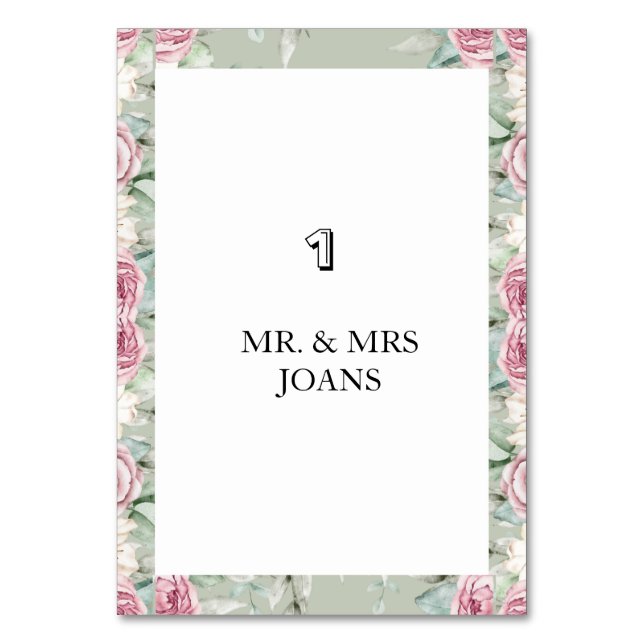 Cartão de mesa de casamento floral moderno (Frente)