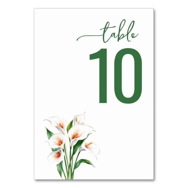 Cartão de Mesa de Casamento Floral Verde Sofistica (Frente)