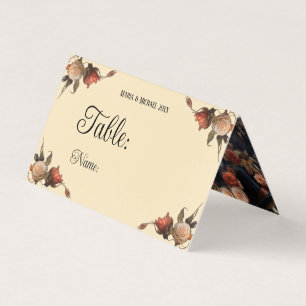 Cartão de Mesa de Casamento Gótico Floral com Esqu