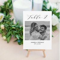 Cartão de Mesa de Casamento Minimalista 2 Número e