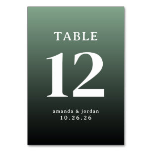 Cartão de Mesa de Casamento Minimalista Verde Calm