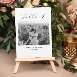 Cartão de Mesa de Casamento Mínimo 3 Número e Imag