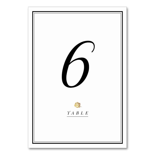 Cartão de mesa de casamento mínimo preto e branco (Frente)