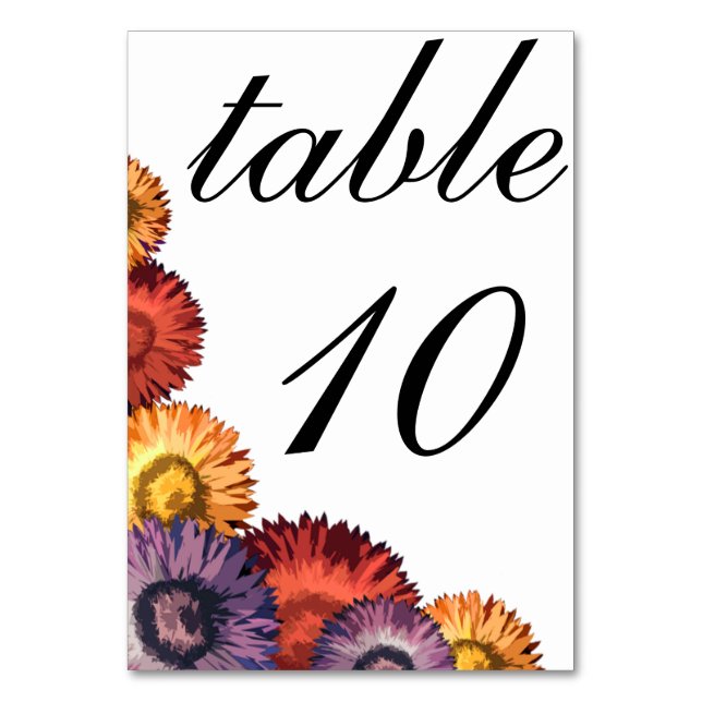 Cartão de Mesa de Casamento Moderno das Flores de  (Frente)