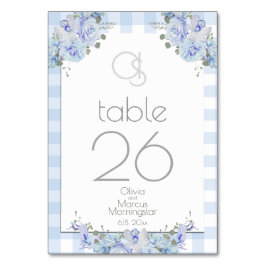 Cartão de Mesa de casamento | Monograma Blue Flora