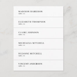 Cartão de Mesa de Casamento Negro e Branco Moderno