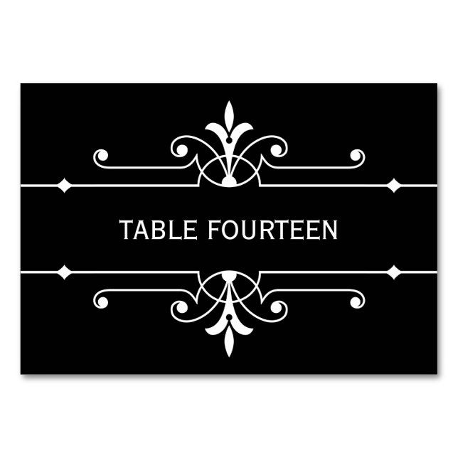 Cartão de Mesa de Casamento Ornamental Ebony Rico (Frente)