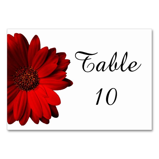 Cartão de Mesa de Casamento Red Gerbera Daisy (Frente)