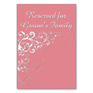 Cartão de Mesa de Casamento Reservado, Rosa-Coral
