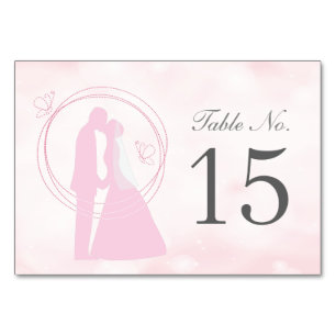 Cartão de Mesa de Casamento Rosa Romântico-Sonoro