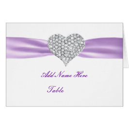 Cartão de Mesa de Casamento Roxo do Coração Diaman