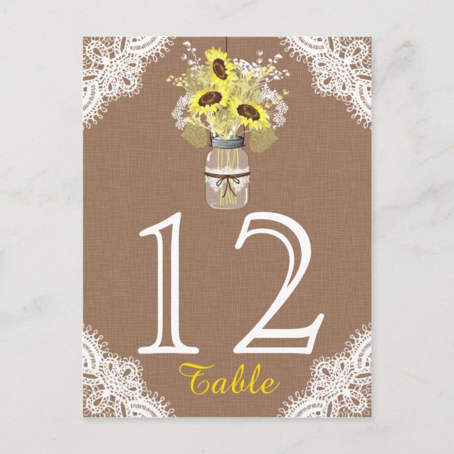 Cartão de Mesa de Casamento Russo de Sunflower Mas (Frente)