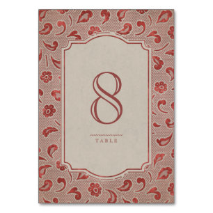 Cartão de mesa de casamento russo do Kraft red Lac